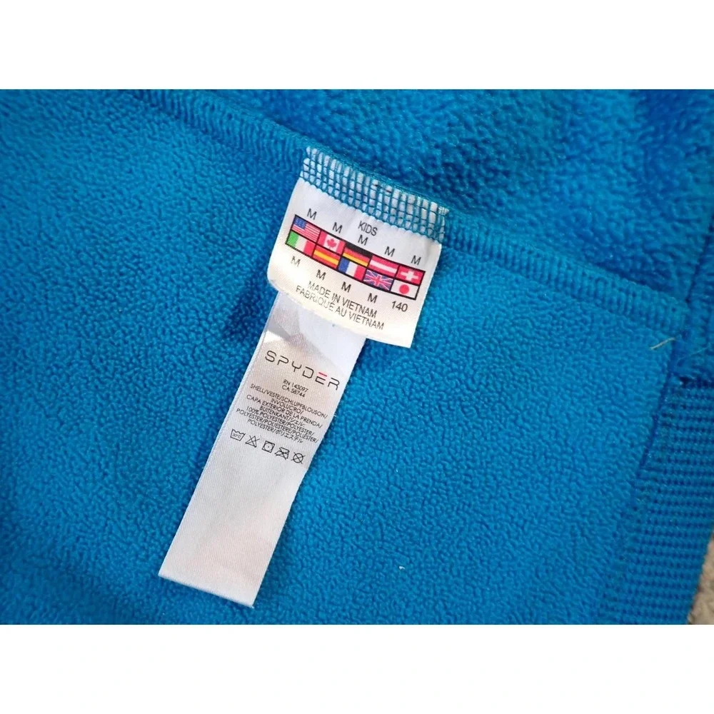 Spyder Full Zip Hoodie Youth Medium 10/12 Blue Excellent Technical Fleece Jacket